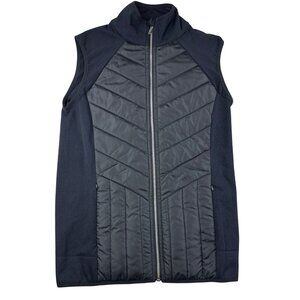 Zella Boy's Vest Full Zip Quilted Black Knit Lightweight  Sample Medium
